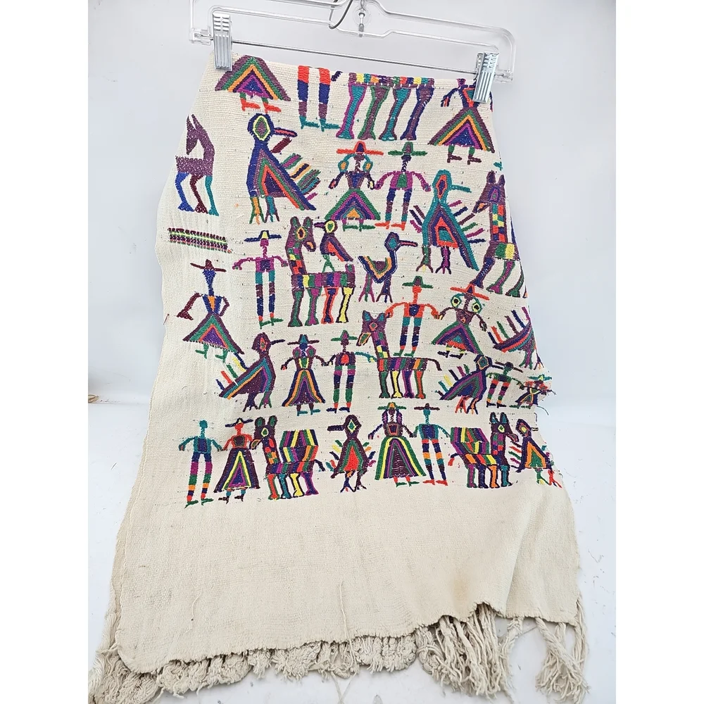 Vintage Hand Embroidered Folk Art Tapestry